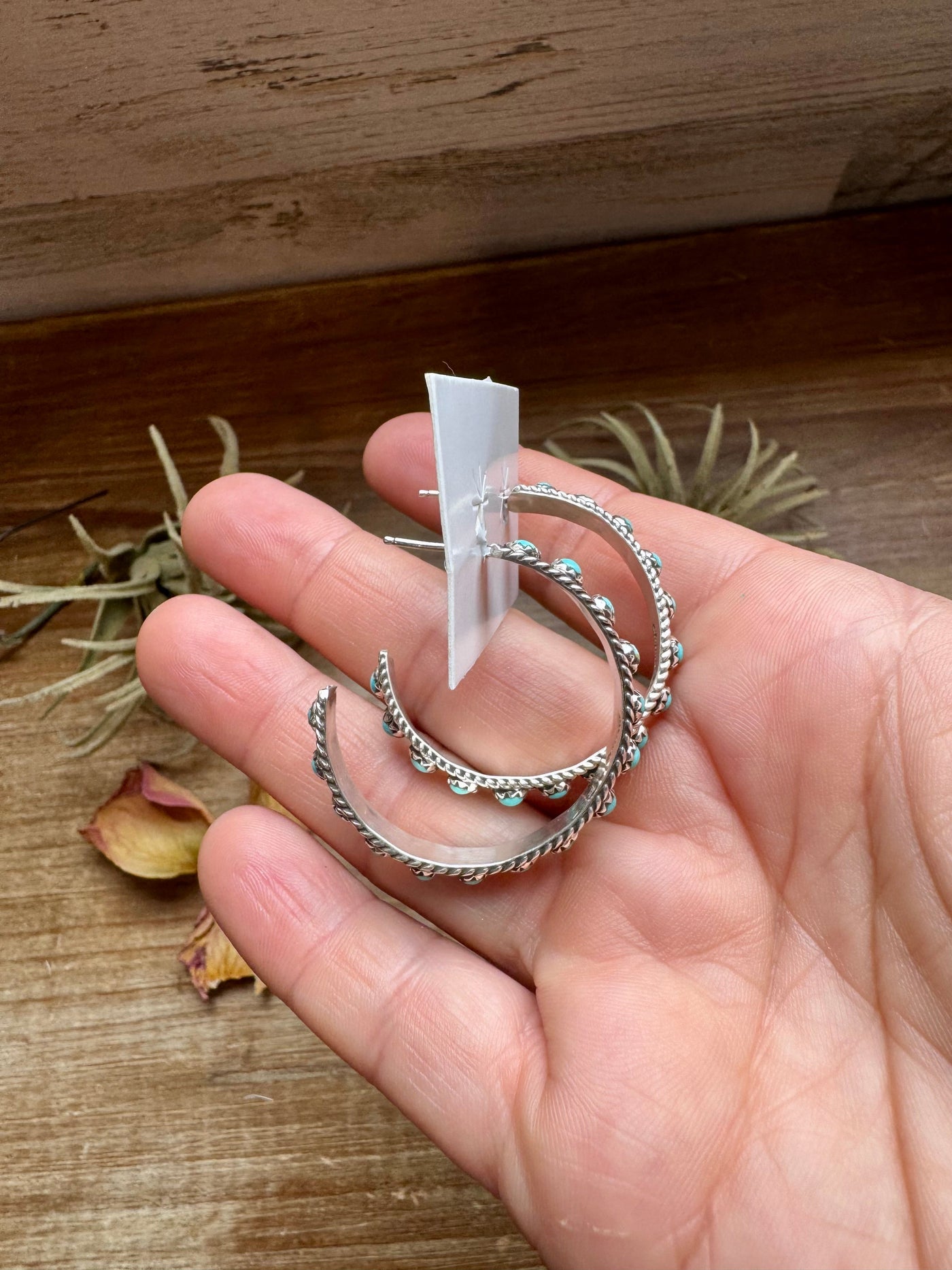Snake Eye Hoop Earrings – Kingman Turquoise & Sterling Silver