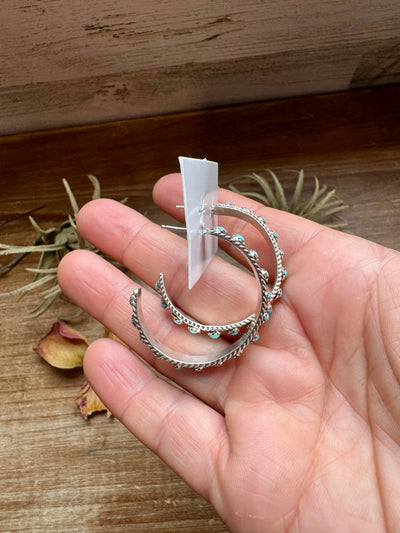 Snake Eye Hoop Earrings – Kingman Turquoise & Sterling Silver