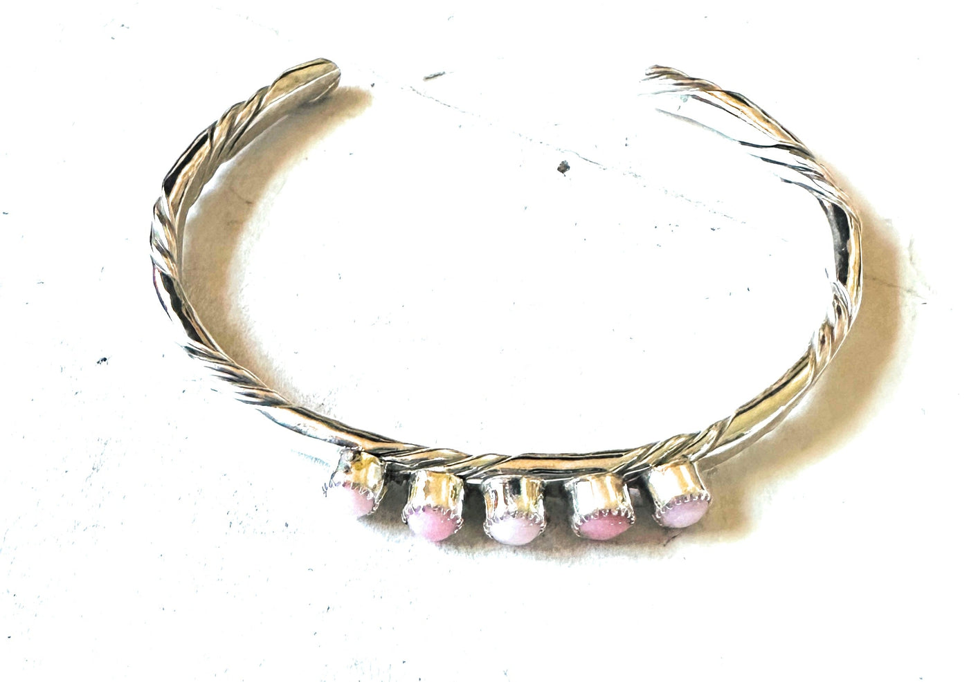 Handcrafted Queen Pink Conch & Sterling Silver Cuff Bracelet