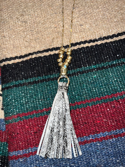 Grey Snake Gold Tassel Necklace