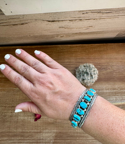 Cuff - Sterling silver Cuff Bracelet with Kingman turquoise