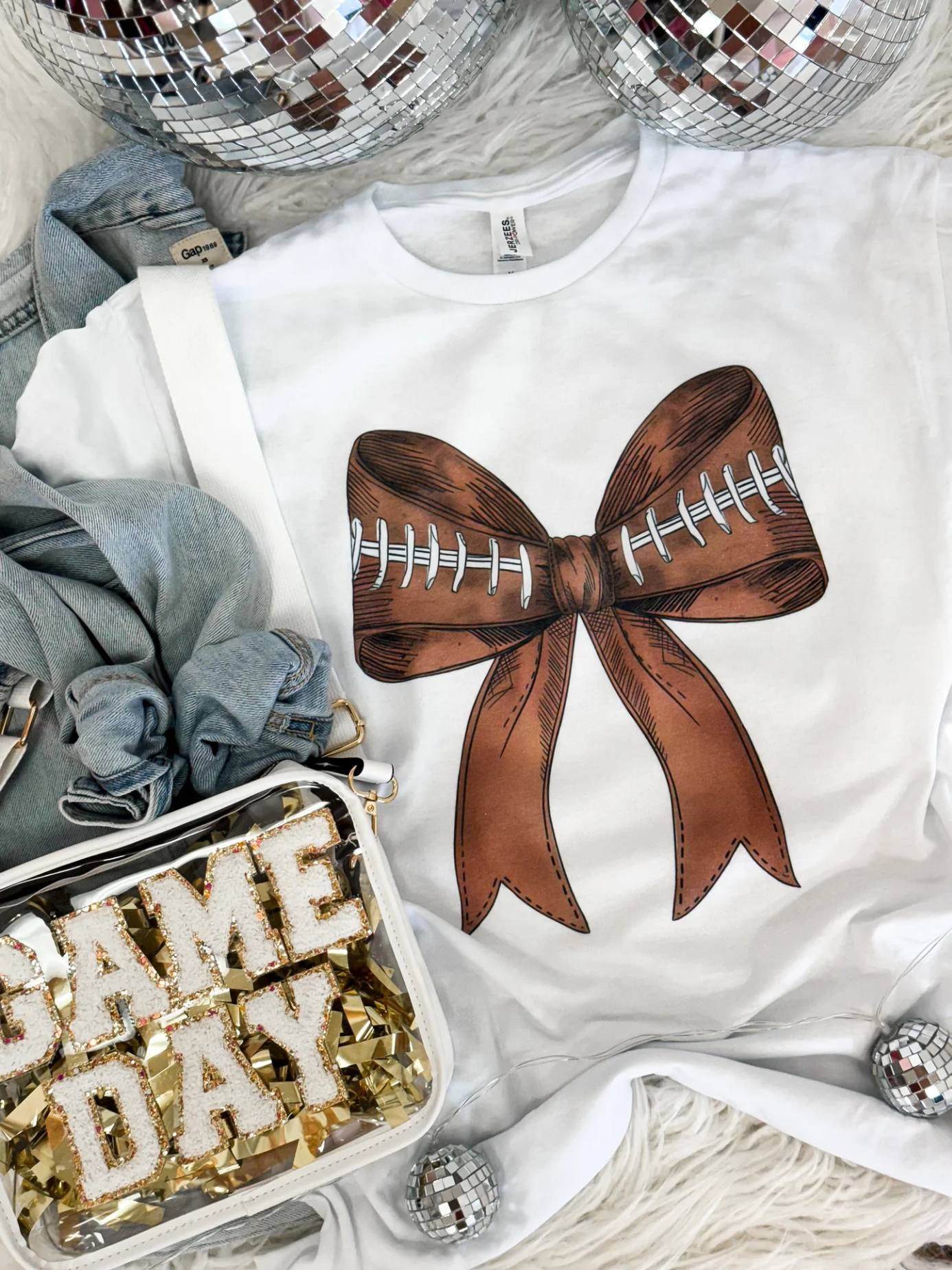 YOUTH Football Bow Tee