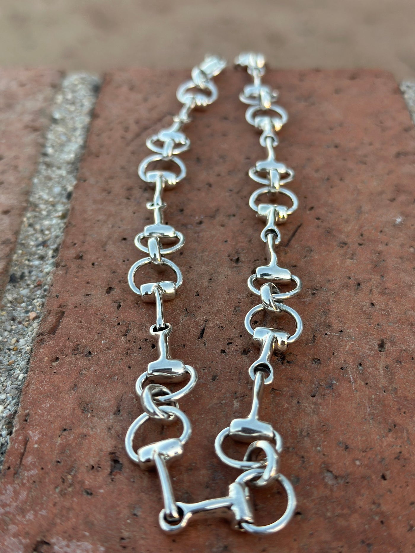 Sterling Silver Snaffle Bit Chain Necklace 20”