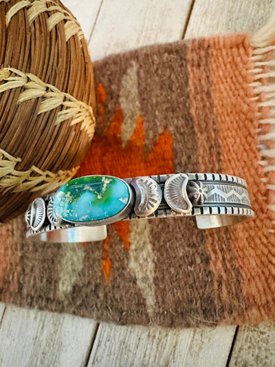 Navajo Sonoran Mountain Turquoise & Sterling Silver Cuff Bracelet