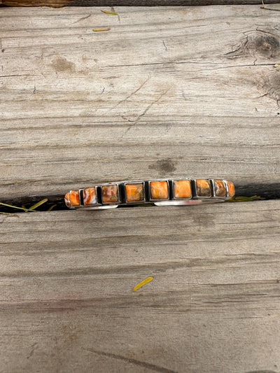 Handmade Spice & Sterling Silver Cuff Bracelet (more orange)