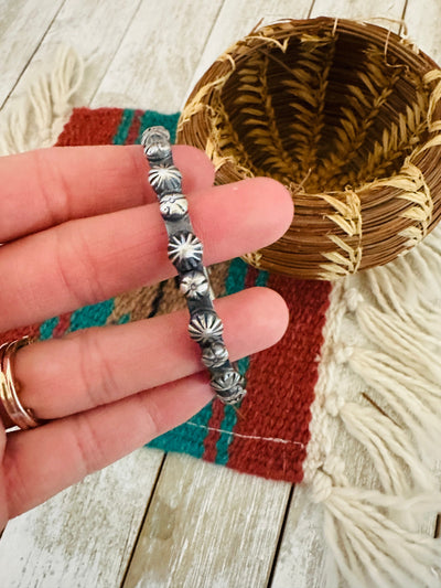 Chimney Butte Navajo Sterling Silver Studded Bangle Bracelet