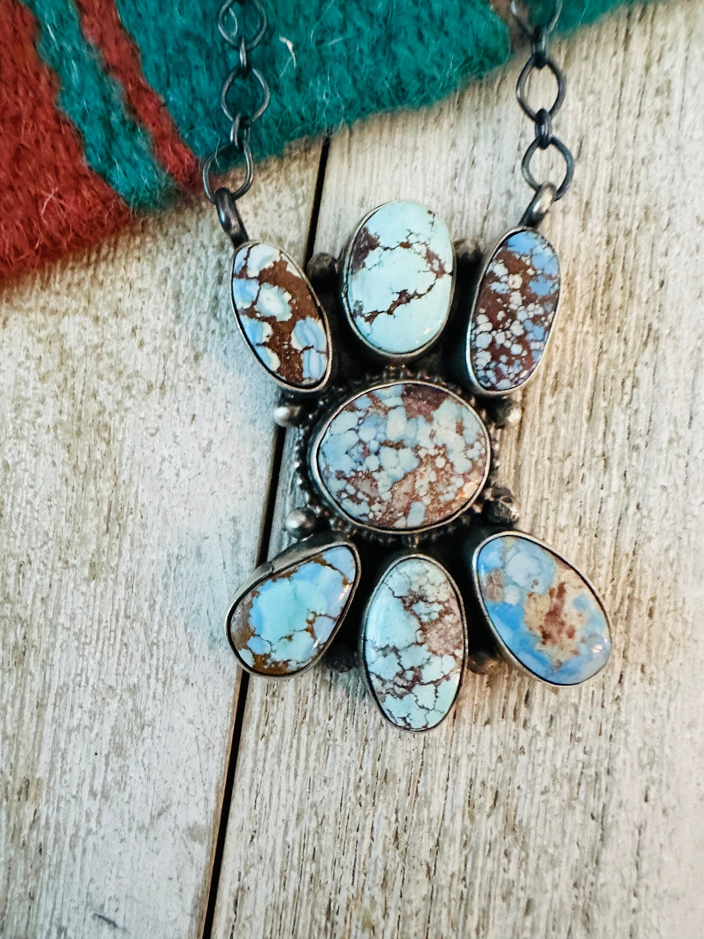 Handcrafted Sterling Silver & Golden Hills Turquoise Cluster Necklace