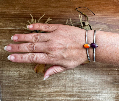 Spiny Oyster Cuff – Orange or Purple – G. Rios, Sterling Silver