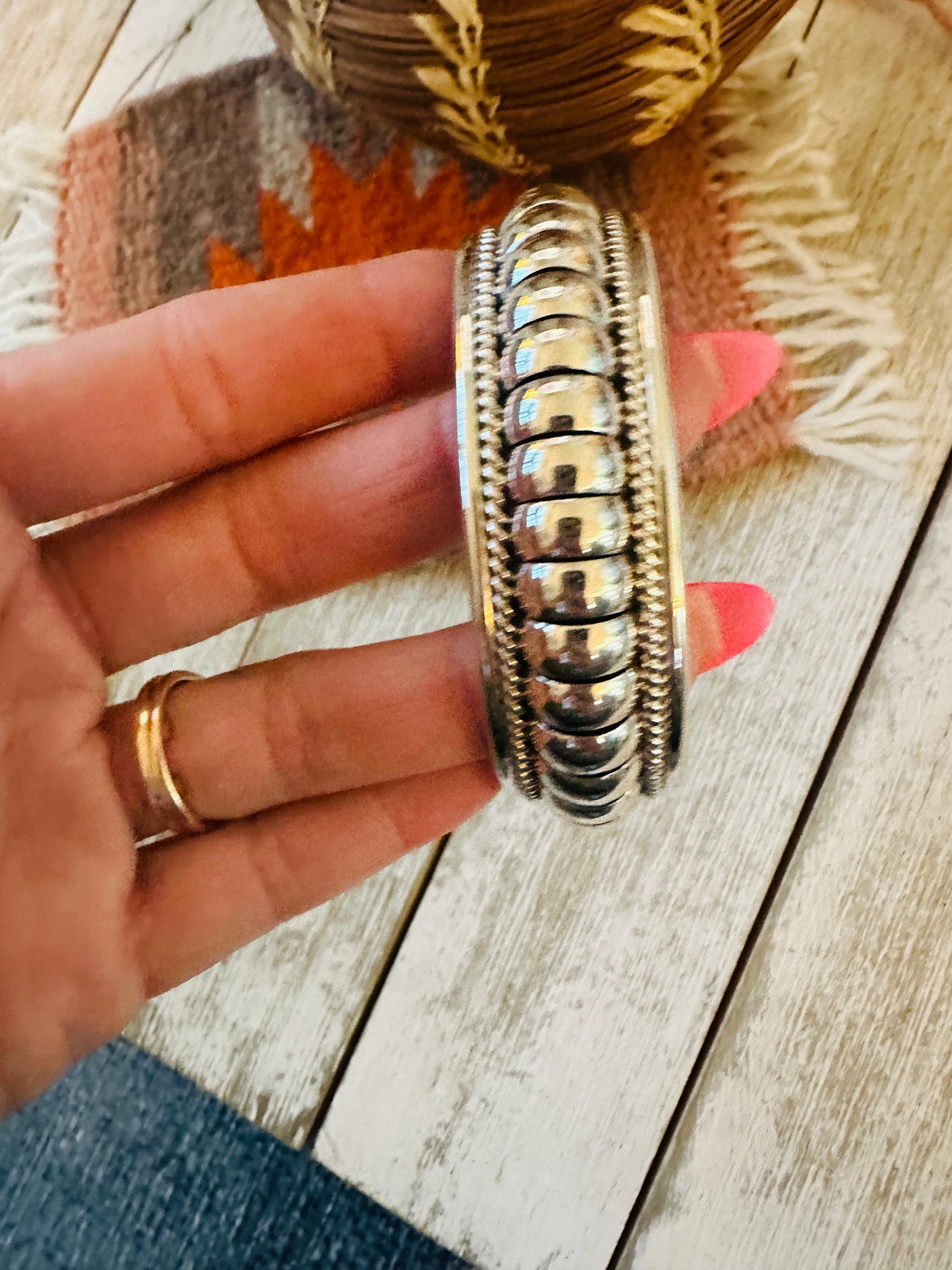 Handcrafted Rolled Sterling Silver Cuff Bracelet by Tom Charley