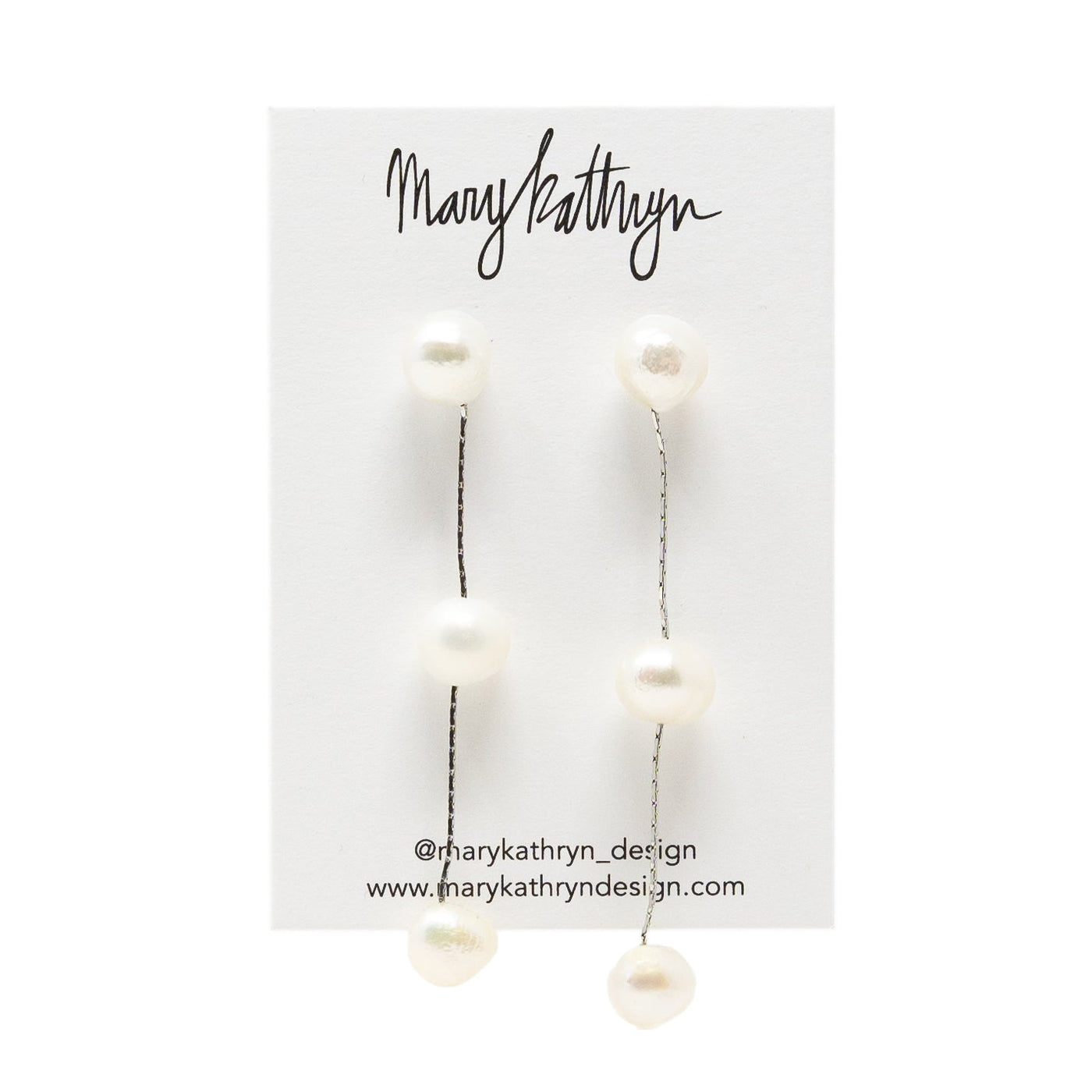 White Triple Pearl Drop Earrings