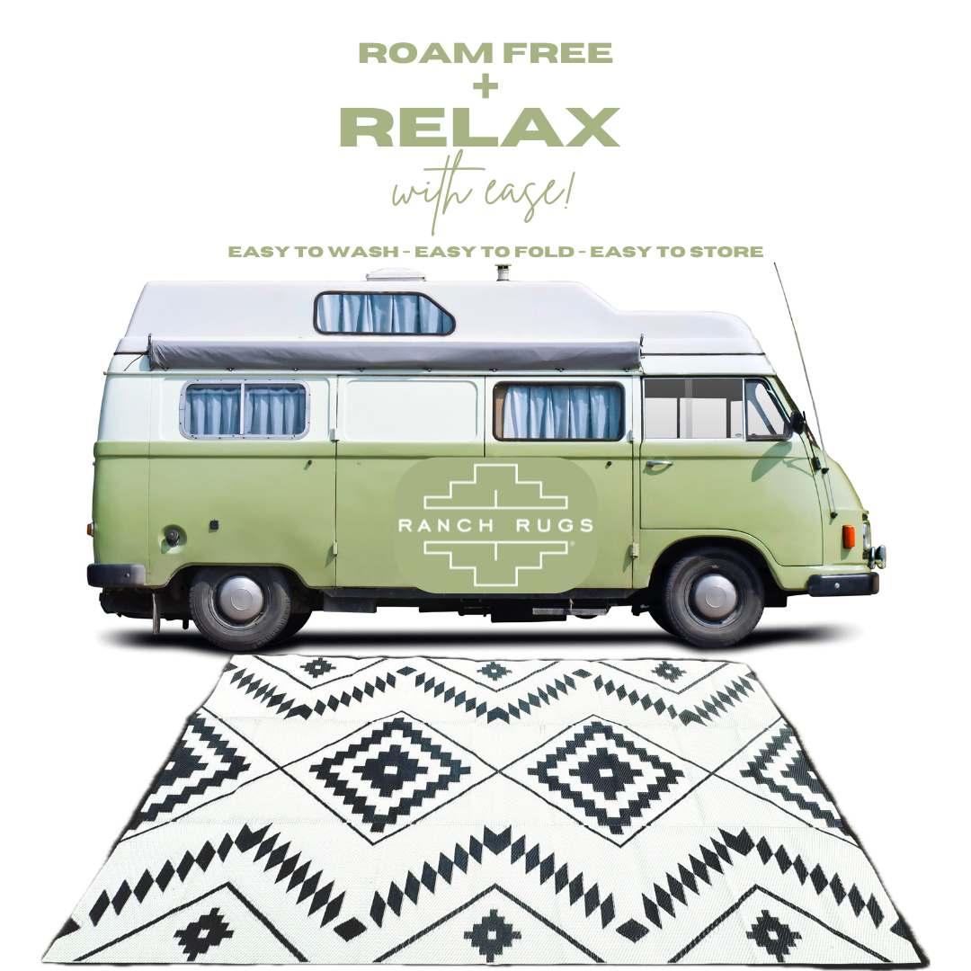 Black + Ivory - 6ft x 9ft - RANCH RUGS  -THE DAVIS -