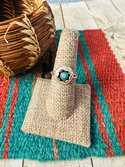 Handcrafted Turquoise & Sterling Silver Ring size 7.5