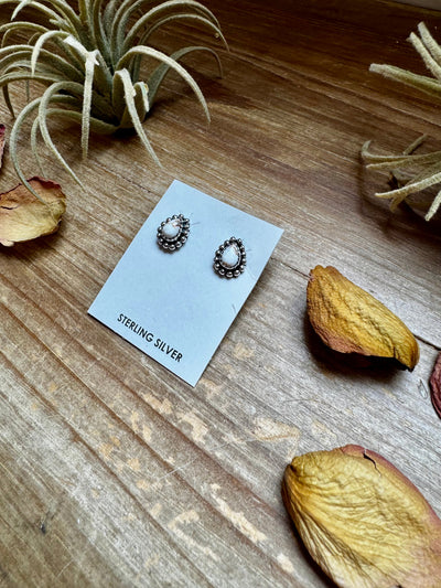 Wild Horse Teardrop Stud Earrings – Sterling Silver, Small