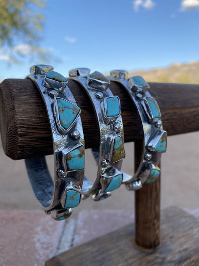 Handcrafted Royston Turquoise Sterling Silver Bangle By Jude Candeleria