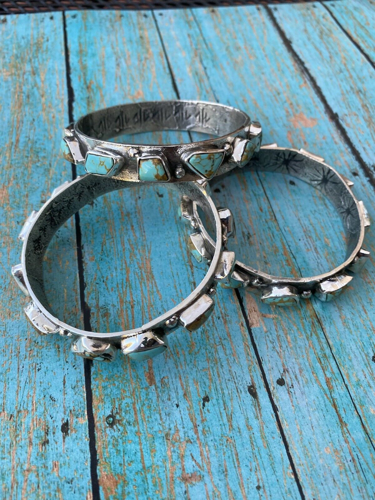 Handcrafted Royston Turquoise Sterling Silver Bangle By Jude Candeleria