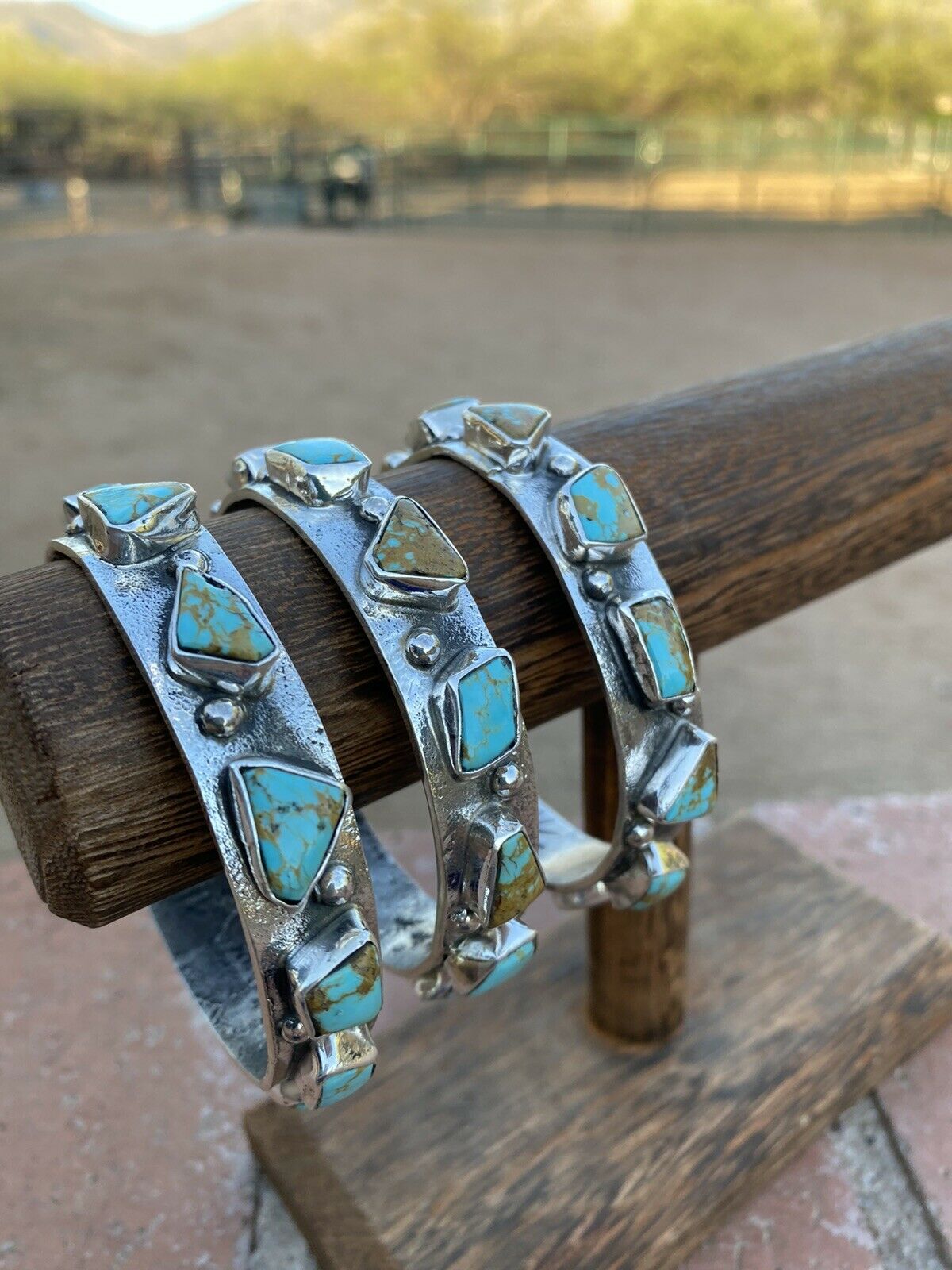 Handcrafted Royston Turquoise Sterling Silver Bangle By Jude Candeleria