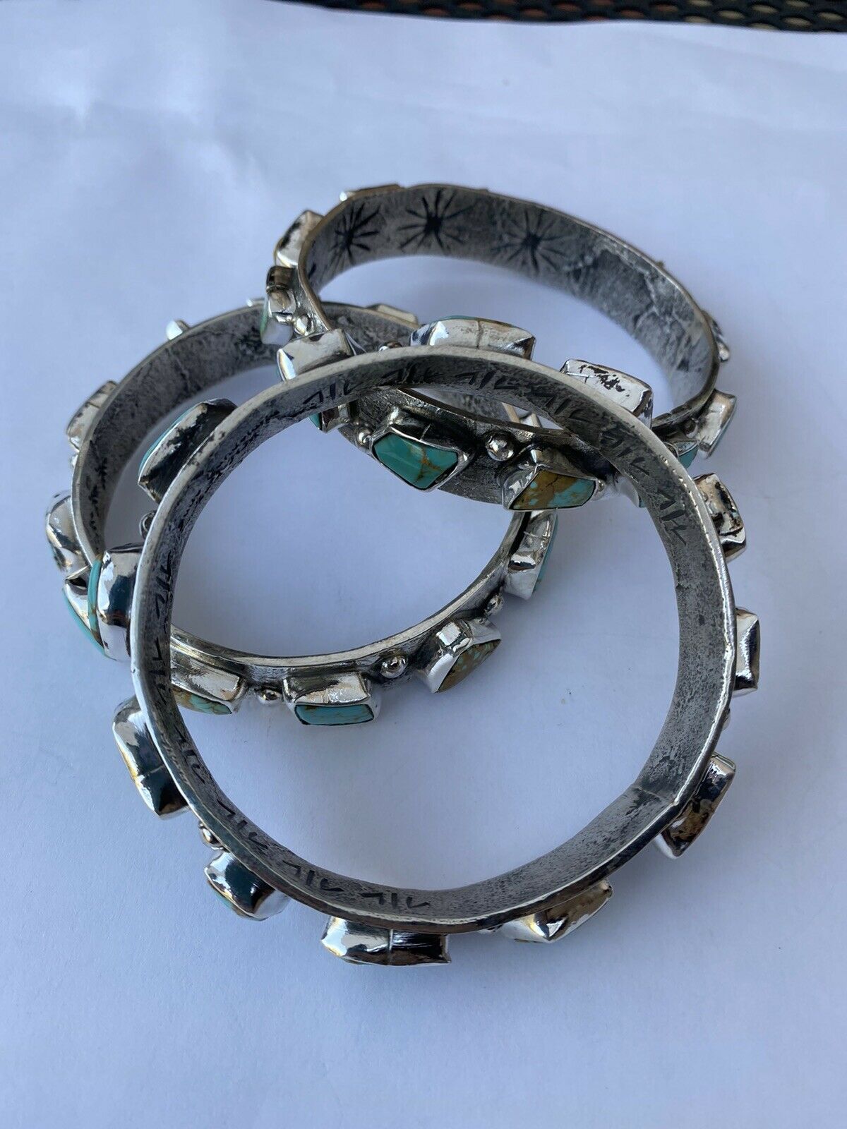 Handcrafted Royston Turquoise Sterling Silver Bangle By Jude Candeleria