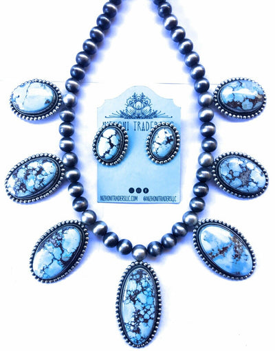 Handcrafted Sterling Silver and Golden Hills Turquoise Necklace Set By Bea Tom