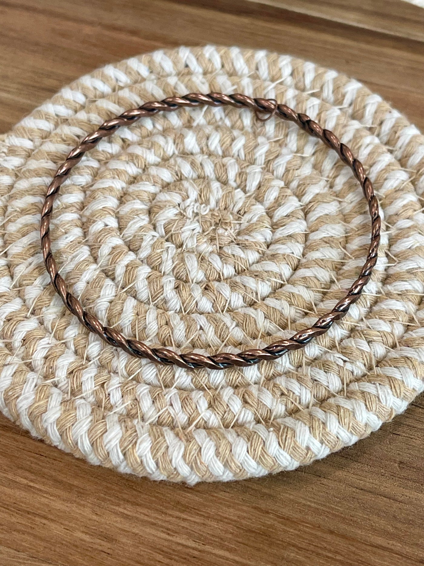 Vintage Handmade Copper Braided Bangle Bracelet