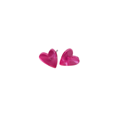 Hand Drawn Heart Studs - Hot Pink