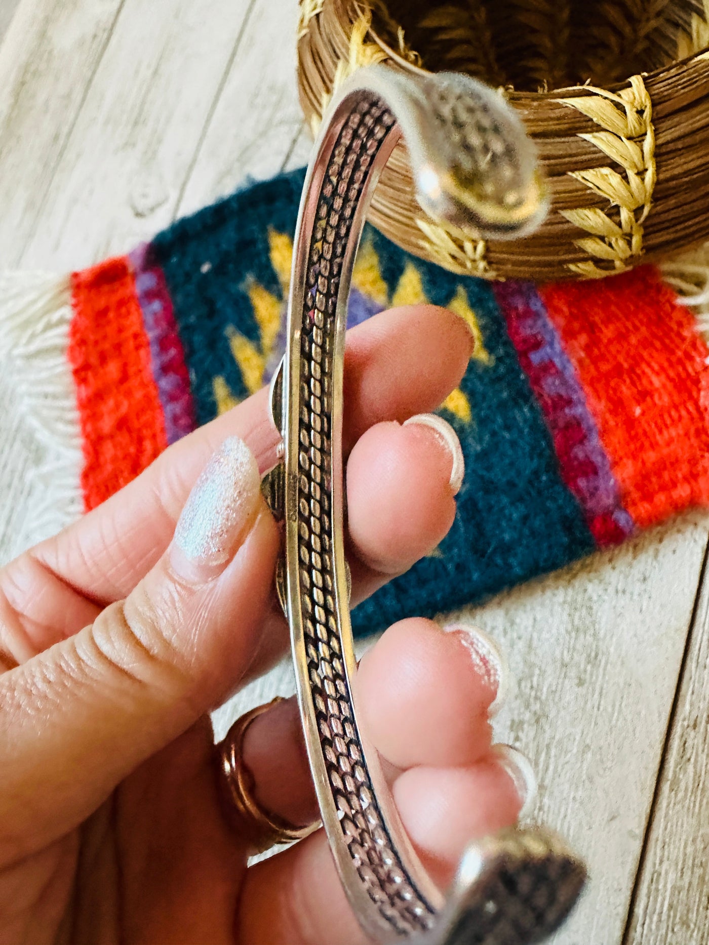Handcrafted Queen Pink Conch Shell & Sterling Silver Cuff Bracelet