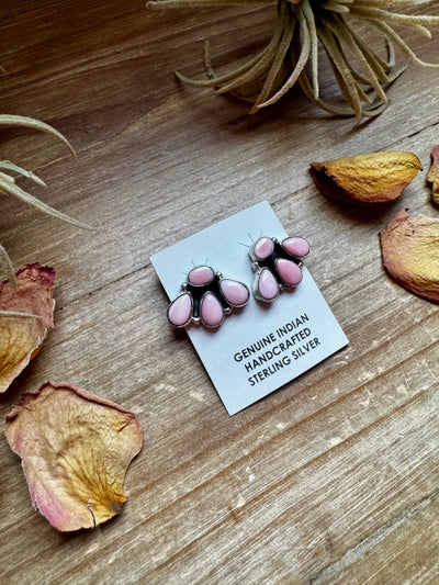 Marcella James Pink Conch Cluster Earrings – Sterling Silver, ¾ Inch