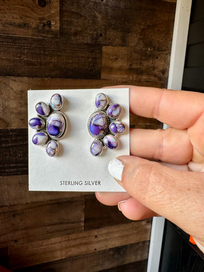 Big Stud violet rose earrings