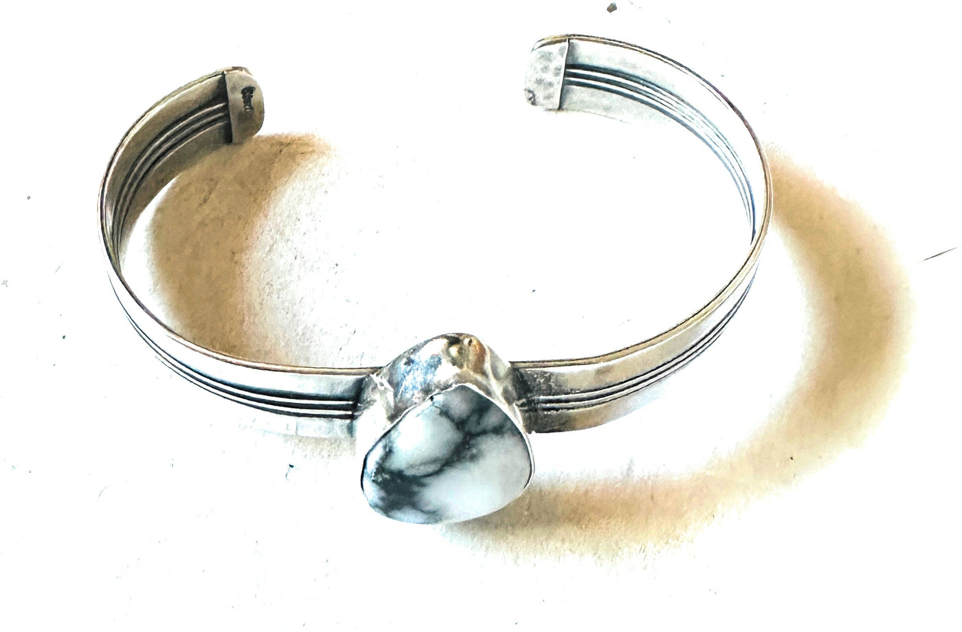 Handcrafted White Buffalo & Sterling Silver Cuff Bracelet