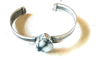 Handcrafted White Buffalo & Sterling Silver Cuff Bracelet