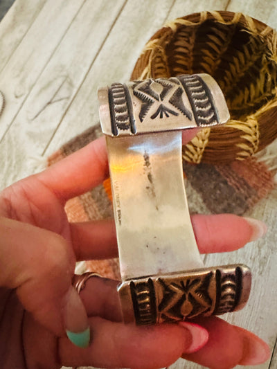 Handcrafted Turquoise & Sterling Silver Cuff Bracelet by Leonard Maloney