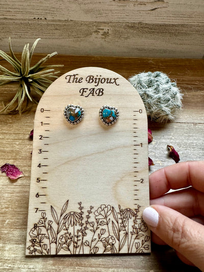 Heart Stud spiny and turquoise earrings