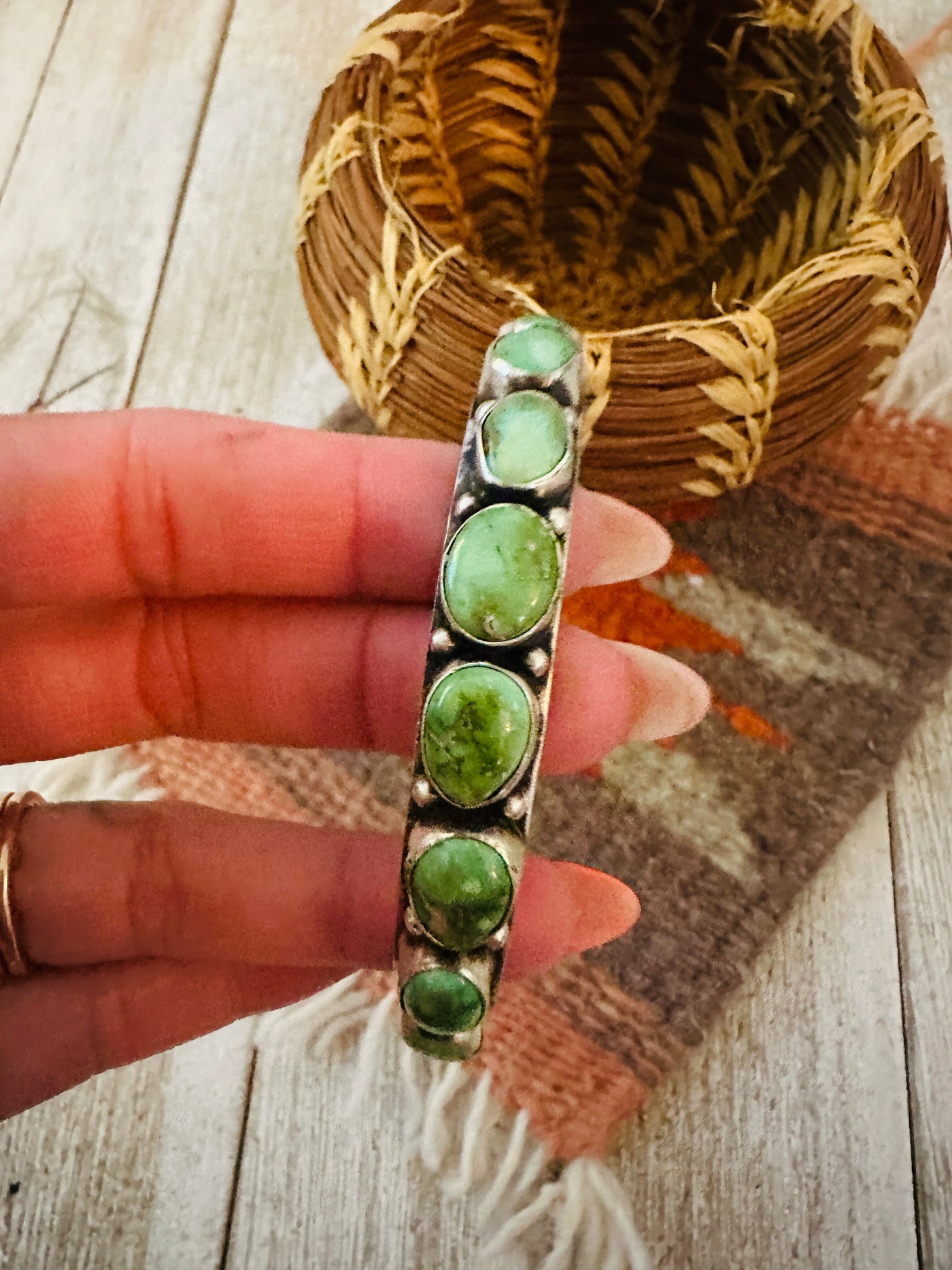 Handcrafted Sonoran Turquoise & Sterling Silver Cuff Bracelet by Bobby Johnson /