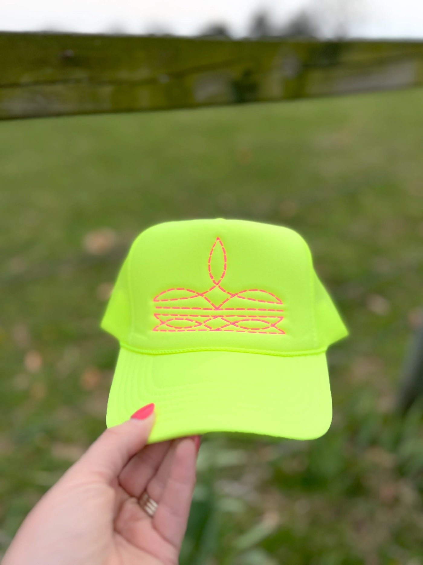 Neon Boot Stitch Trucker Hat