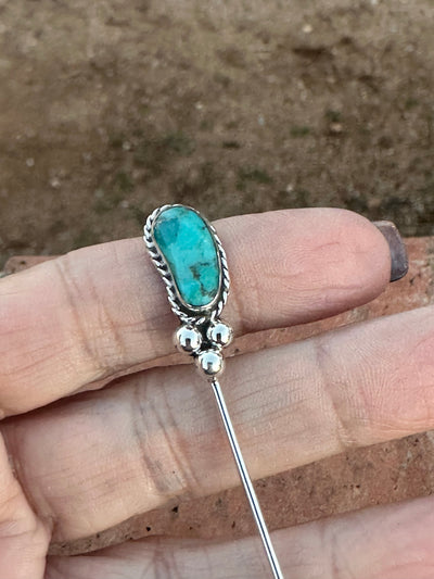 Handmade Sterling Silver and Turquoise Hat Pin