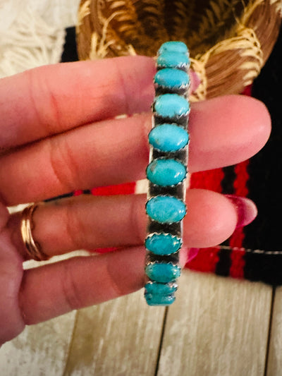 Handcrafted Turquoise & Sterling Silver Bangle Bracelet by Leroy James