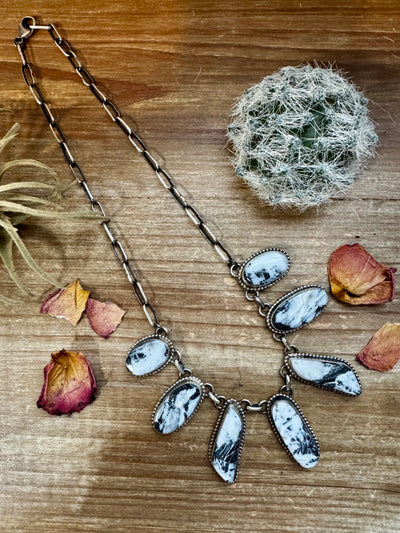 Statement Necklace - White Buffalo & Sterling Silver