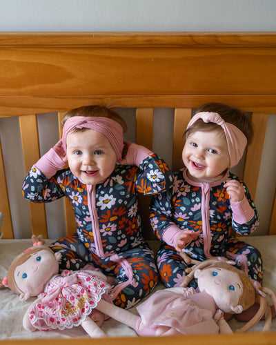 Navy wildflower bamboo zippy