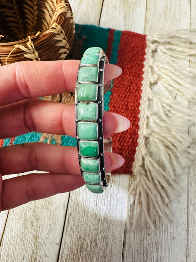 Handcrafted Sterling Silver and Turquoise Cuff Bracelet by Federico Jimenez