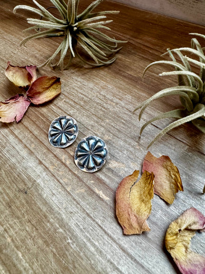 Concho Stud Earrings – Sterling Silver