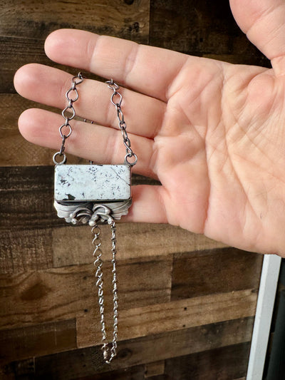 Bar Necklace - White Buffalo & Sterling Silver