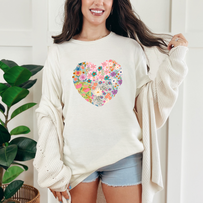 Patchwork Floral Heart Graphic Tee