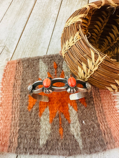 Handcrafted Spiny Oyster & Sterling Silver Cuff Bracelet by Chimney Butte