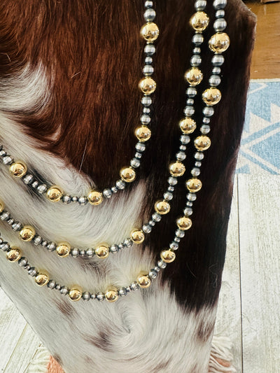Handcrafted Sterling Silver & Gold Beaded Necklace
