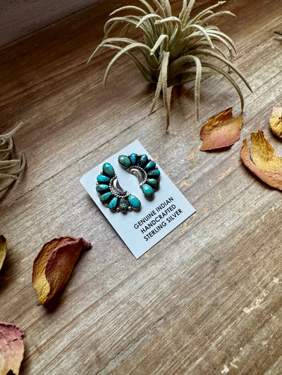 Half Cluster Earrings – Turquoise & Sterling Silver