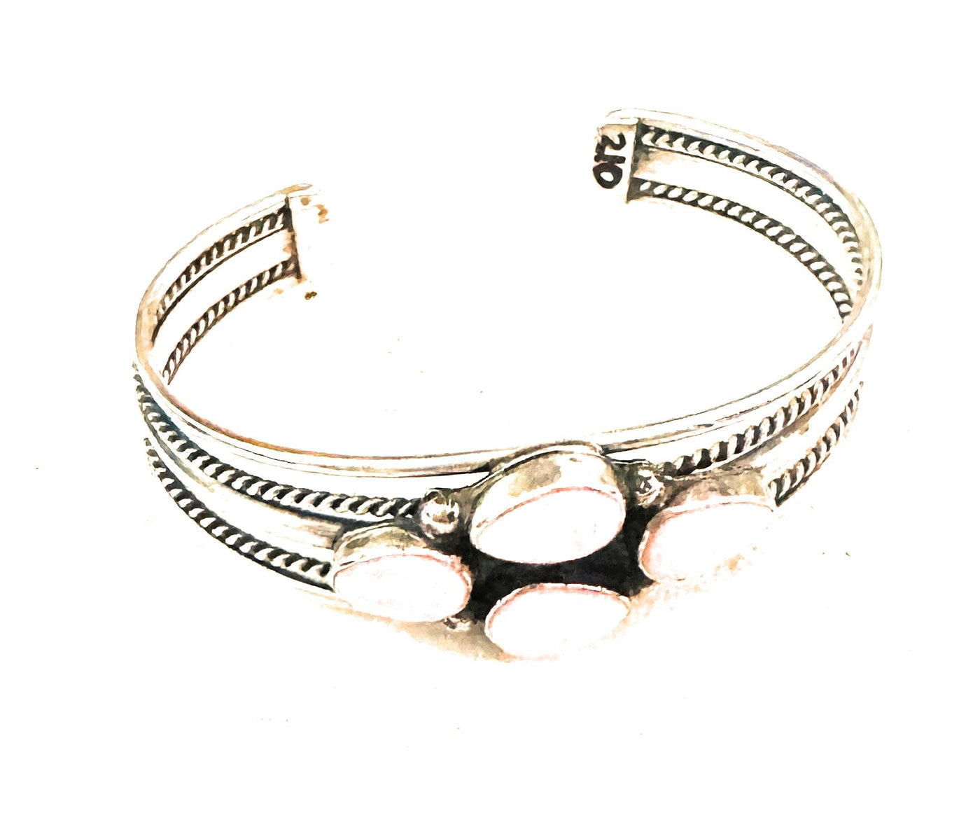 Handcrafted Queen Pink Conch Shell & Sterling Silver Cuff Bracelet