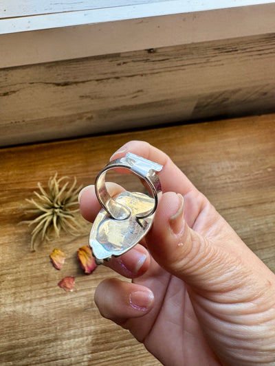 Long Ring - Adjustable - Apple Corral & Sterling Silver