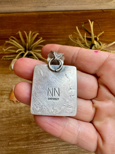 Golden Hill Turquoise Square Pendant – Sterling Silver by Ned Nez, Fits 8 mm