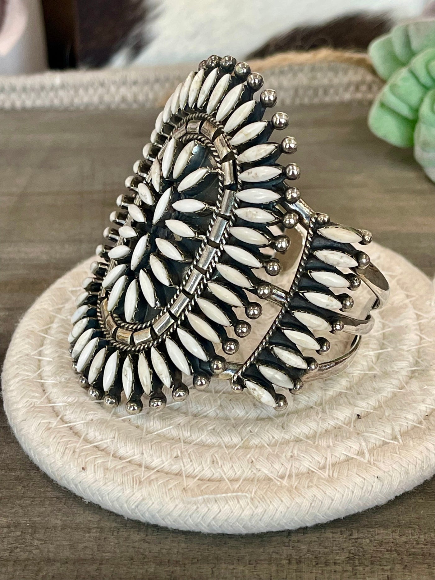 Handmade White Buffalo & Sterling Silver Cuff Bracelet