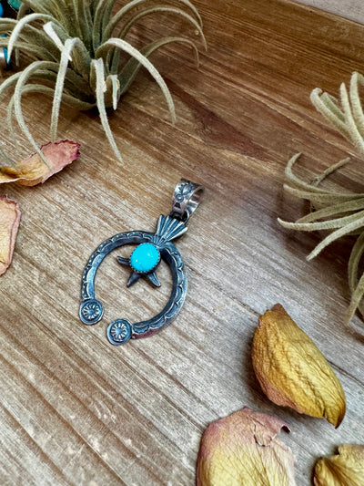 Naja Pendant by Kevin Begay – Sterling Silver & Kingman Turquoise