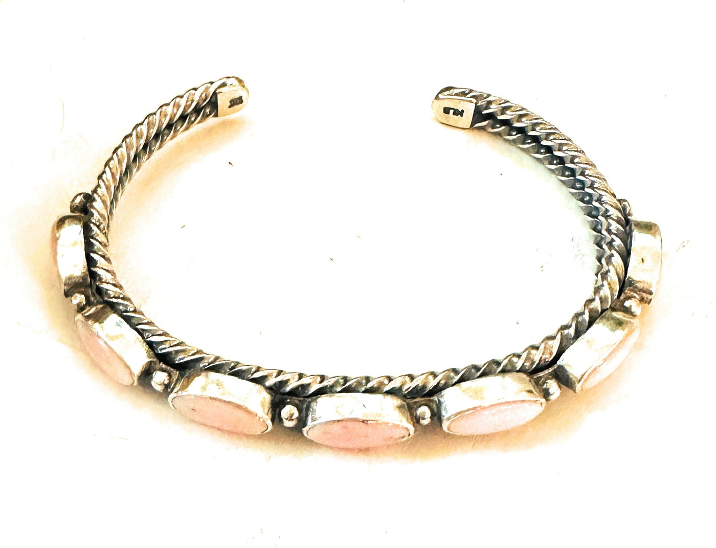 Handcrafted Queen Pink Conch Shell & Sterling Silver Cuff Bracelet